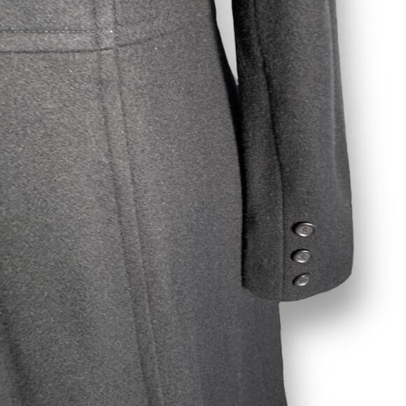 Vintage 90s Herman Kay Wool Blend Long Coat Navy Blue Size 6 Elegant Tailored - Picture 7 of 13